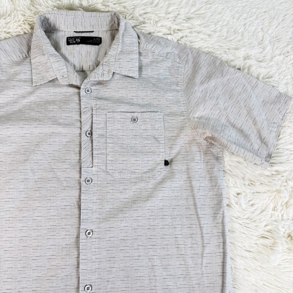 Mountain Hardwear Franz Short Sleeve Button Up‎ Shirt Mens Large Striped Casual